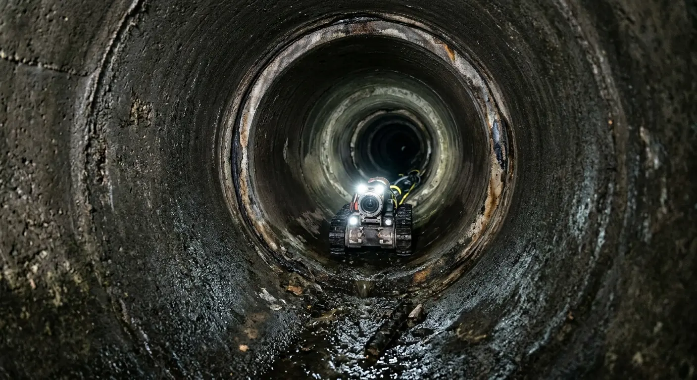 Robotic sewer camera inspecting pipe interior for Drain Snake Service in Bakersfield